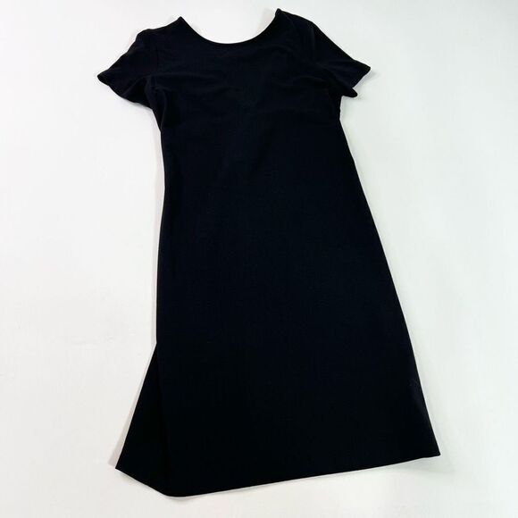 Theory Twist Back Shirt Dress Womens Medium Short Sleeve Mini Black Ladies - Picture 1 of 8
